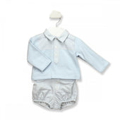 Babidu Baby Boy Pale Blue Checked Top and Short Set